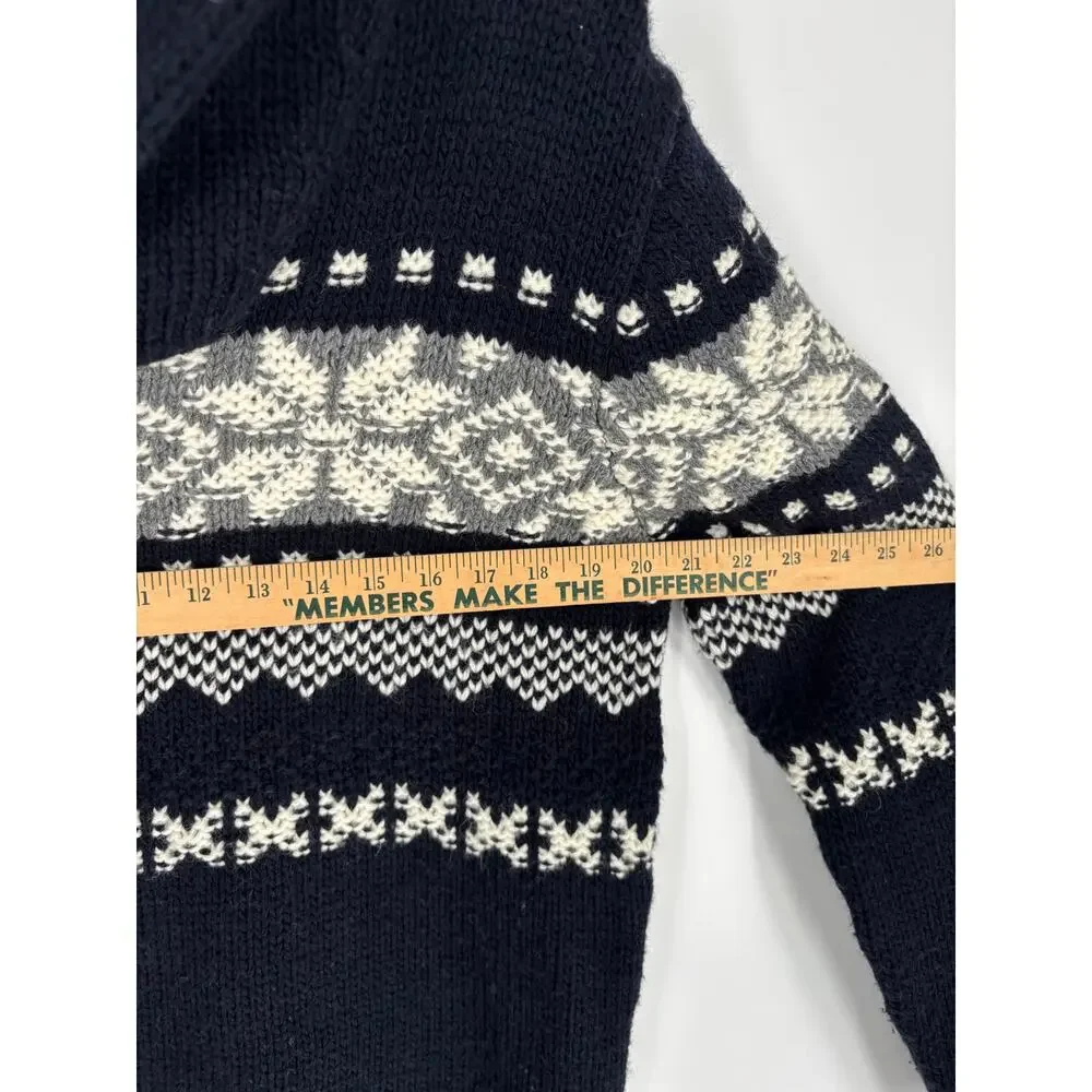 L’uomo Fair Isle Wool Blend Snowflake Sweater, Mens M, Made in Italy, Shawl Neck